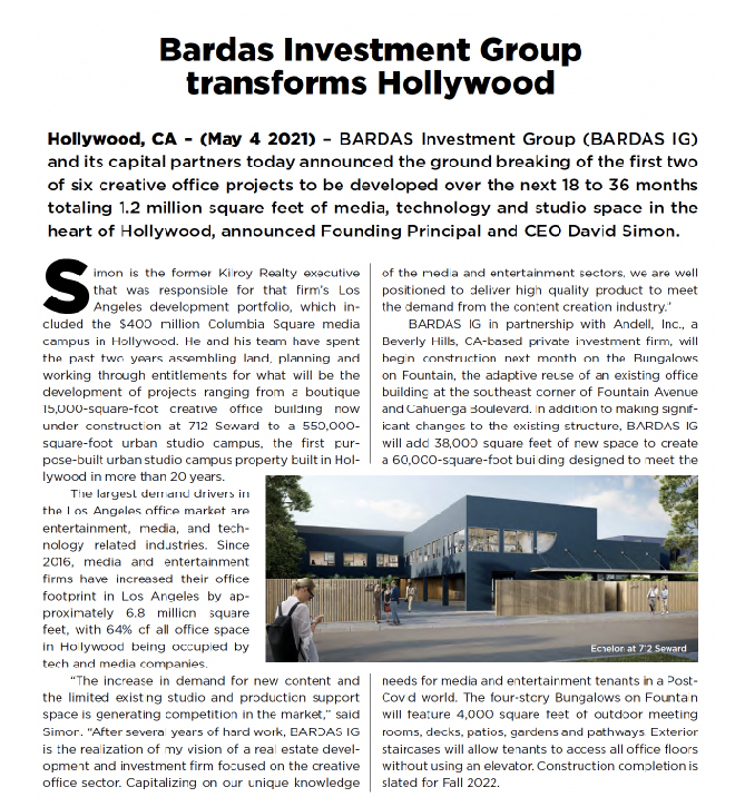 Bardas Investment Group transforms Hollywood